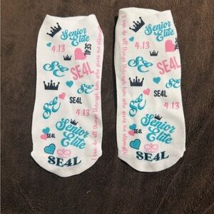 White Ankle Socks with Colorful Graphics